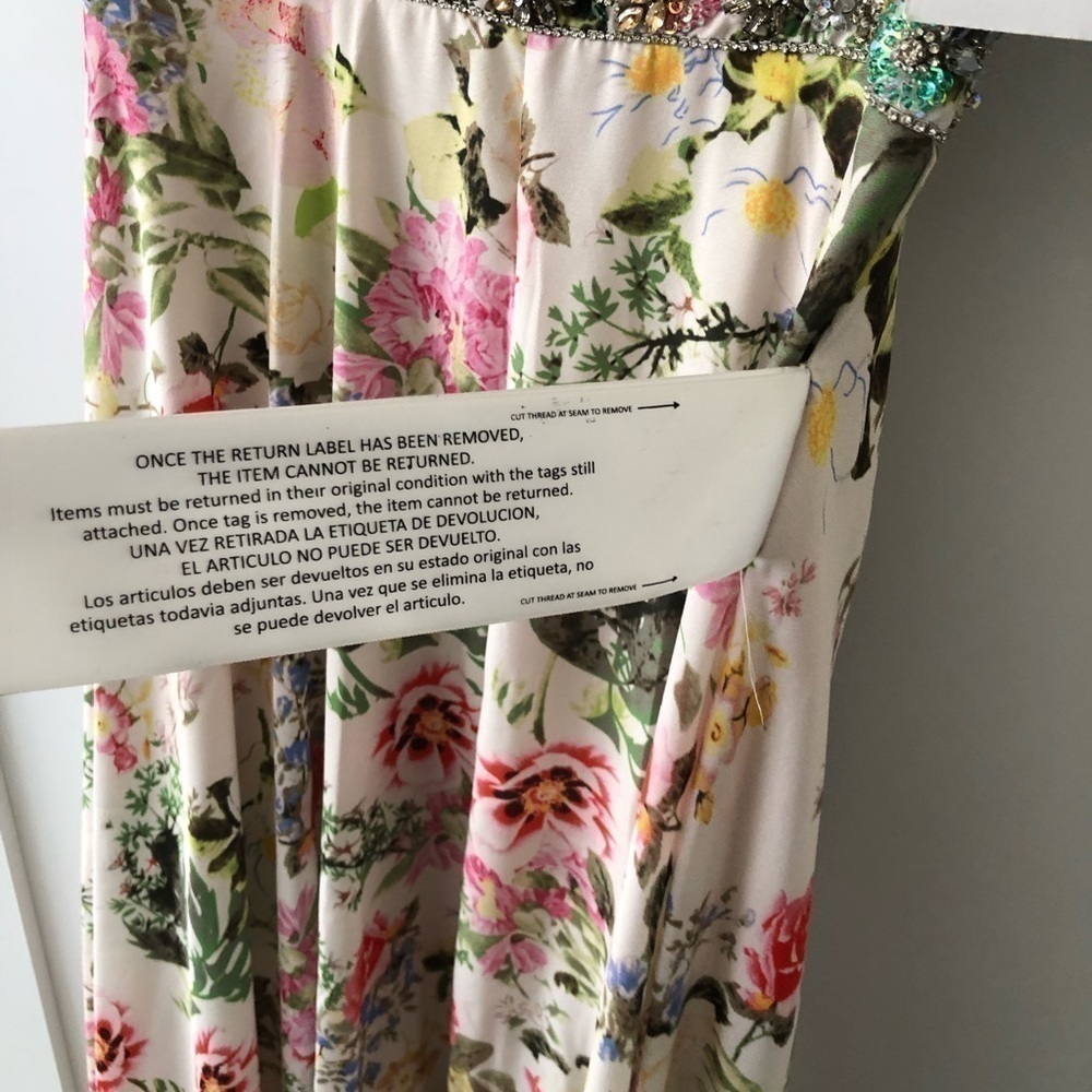 Mac Duggal Floral Print Faux Wrap Maxi Gown Dress 2 - Picture 7 of 14